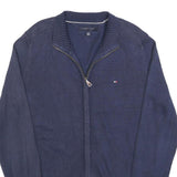 TOMMY HILFIGER Mens Navy Zip Up Plain Cotton Cotton Jumper M Classic Casual