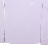 ADIDAS Womens Purple & White Long Sleeve Crew Neck T-Shirt UK 18 Casual Cotton
