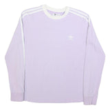 ADIDAS Womens Purple & White Long Sleeve Crew Neck T-Shirt UK 18 Casual Cotton