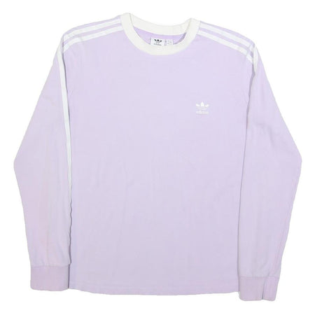 ADIDAS Womens Purple & White Long Sleeve Crew Neck T-Shirt UK 18 Casual Cotton