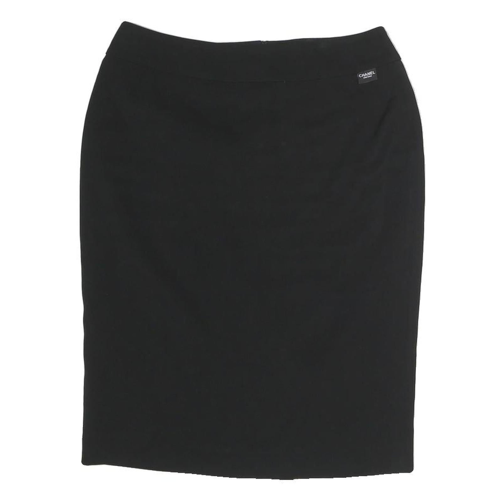 CHANEL Womens Black Mini Cotton Skirt M Classic Elegant Style