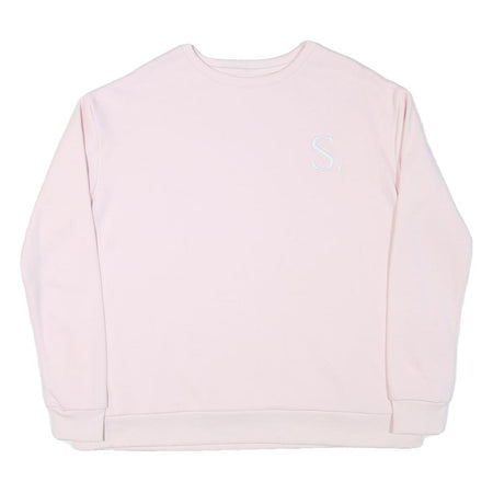 Womens Pink Pullover Crew Neck Long Sleeve L Graphic Print Lightweight Casual