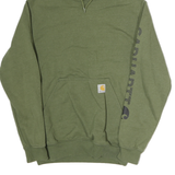 CARHARTT Mens Green Hoodie S Printed Logo Cotton Pullover Drawstring Hood