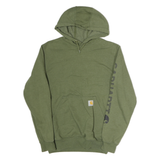 CARHARTT Mens Green Hoodie S Printed Logo Cotton Pullover Drawstring Hood