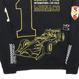 Mens Black Yellow Monaco Grand Prix Zip Jacket Cotton L Racing Graphic