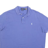 POLO RALPH LAUREN Mens Blue Short Sleeve Plain Polo Shirt XL Cotton Blend