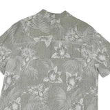 ISLAND SHORES Mens Grey & White Floral Print Cotton Blend Shirt L Tropical