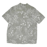 ISLAND SHORES Mens Grey & White Floral Print Cotton Blend Shirt L Tropical