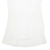 ZARA Womens White Cotton Blend Day Dress Lace Insert Short Sleeve L Casual