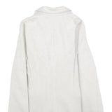 ZARA Womens White Button Jacket XS Polyester Blend Tailored Long Sleeve Plain