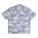 TWO PALMS Mens Blue & White Floral Cotton Shirt L Hawaiian Beach Style