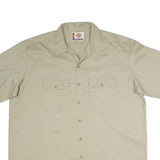 DICKIES Mens Beige Work Shirt Polyester Blend 2XL Button Pocket Short Sleeve