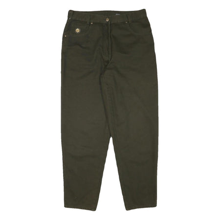 FADEOUT Womens Cotton Blend Dark Green Relaxed Straight Trousers W32 L28 Casual