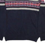 NAUTICA Mens Navy Blue Patterned Jumper Crew Neck Basic Knit L Cotton Blend