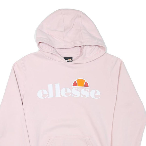 ELLESSE Girls Pink Hoodie 13-14Y Cotton Blend Pullover Hooded Sweatshirt