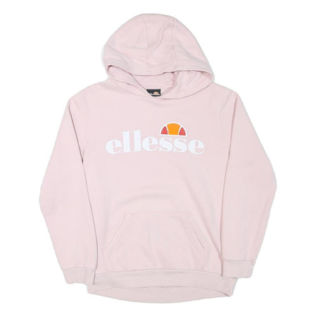 ELLESSE Girls Pink Hoodie 13-14Y Cotton Blend Pullover Hooded Sweatshirt