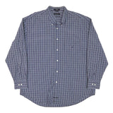 NAUTICA Mens Blue & Navy Check Shirt XL Long Sleeve Button Down Casual