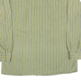 Mens Green Striped Cotton Shirt M Casual Button Front Long Sleeve