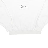 KARL KANI Womens White Crew Neck L Sweatshirt Cropped Logo Embroidered