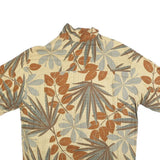 Mens Beige & Brown Leaf Print Casual Shirt L Cotton Blend Summer Wear