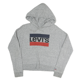 LEVI'S Womens Grey Cotton Hoodie XS Logo Printed Casual Sweatshirt