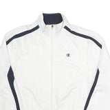 CHAMPION Mens White & Navy Zip Front Track Jacket M Polyester Sports Casual