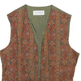 LIZ CLAIBORNE Womens Green & Rust Paisley Vest S Polyester Blend Waistcoat