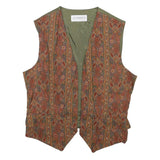 LIZ CLAIBORNE Womens Green & Rust Paisley Vest S Polyester Blend Waistcoat