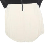 REISS Womens Black & White Silk Plain Top Short Sleeve Round Neck UK 6 Silk