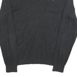 TOMMY HILFIGER Mens Charcoal Plain Cotton V Neck Basic Knit Jumper M Classic