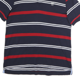 CHAPS Mens Navy Blue & Red Striped Short Sleeve Polo Shirt L Cotton Comfort