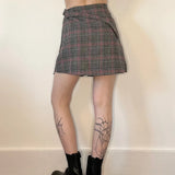 King Kong Checked Mini Skirt - 26W UK 6 Grey Cotton Blend