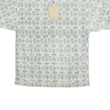 BLUE JEANS Mens Green & White Checked Short Sleeve Polo Shirt L Cotton Blend