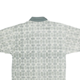 BLUE JEANS Mens Green & White Checked Short Sleeve Polo Shirt L Cotton Blend