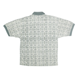 BLUE JEANS Mens Green & White Checked Short Sleeve Polo Shirt L Cotton Blend