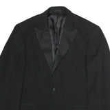 Mens Black Cotton Button Jacket XL Plain Classic Style Formal Blazer
