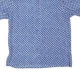 Mens Blue Silk Pattern Shirt M Short Sleeve Stylish Summer