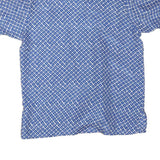 Mens Blue Silk Pattern Shirt M Short Sleeve Stylish Summer