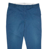 DICKIES Mens Polyester Blend Blue Regular Straight Trousers W44 L30 Workwear Zip