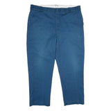 DICKIES Mens Polyester Blend Blue Regular Straight Trousers W44 L30 Workwear Zip