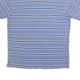 TOMMY HILFIGER Mens Blue Striped Short Sleeve Polo Shirt L Cotton Blend Casual