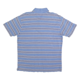 TOMMY HILFIGER Mens Blue Striped Short Sleeve Polo Shirt L Cotton Blend Casual