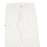 TOMMY HILFIGER Womens Cotton Blend White Relaxed Straight Trousers W32 L24
