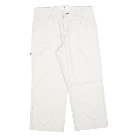 TOMMY HILFIGER Womens Cotton Blend White Relaxed Straight Trousers W32 L24
