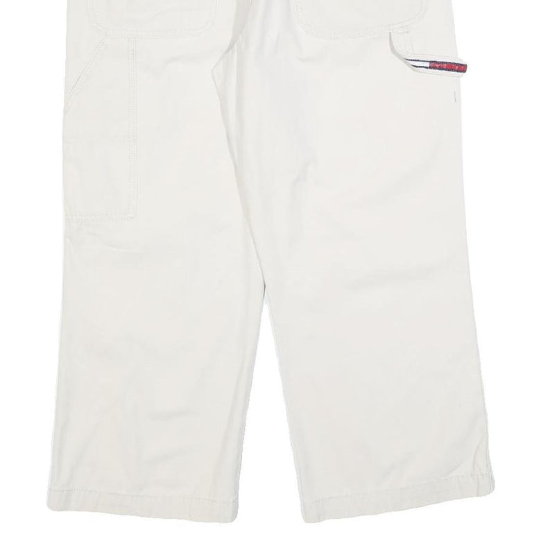 TOMMY HILFIGER Womens Cotton Blend White Relaxed Straight Trousers W32 L24