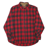 MORINO BAY Mens Red & Black Check Shirt L Long Sleeve Cotton Blend Workwear