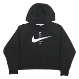 NIKE Womens Black Cotton Blend Pullover Hoodie S Graphic Print Casual