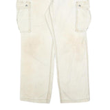 CARHARTT Mens Cotton Blend Cream Relaxed Cargo Trousers W38 L32 Workwear
