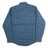 MARK II Mens Blue & Teal Check Shirt M Cotton Blend Long Sleeve Button Front