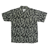 RINNOVATO Mens Black & Cream Pineapple Print Shirt M Casual Summer Cotton